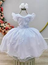 Vestido Infantil Branco Jardim Encantado Borboletas Festas Vestido Infantil Branco Jardim Encantado Borboletas Festas