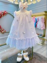 Vestido Infantil Branco Jardim Encantado com Borboletas Luxo Vestido Infantil Branco Jardim Encantado com Borboletas Luxo