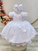 Vestido Infantil Branco Jardim Encantado Festa Renda Luxo - Tamanho P, M e G Vestido Infantil Branco Jardim Encantado Festa Renda Luxo - Tamanho P, M e G