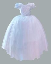 Vestido Infantil Branco Longo Daminha Batizado Casamento Comunhão