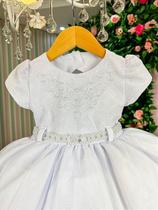 Vestido Infantil Branco Luxo Daminha Casamento 1 A 3 Anos