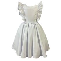 Vestido Infantil Branco Manga Borboleta Com Babado Batizado Noivinha