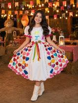 Vestido Infantil Branco Noiva Festa Junina Coração Laços Junino Caipira Quadrilha Luxo São João Luxo Vestido Infantil Branco Noiva Festa Junina Coração Laços Junino Caipira Quadrilha Luxo São João Luxo