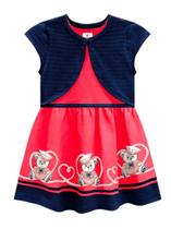 Vestido Infantil Brandili Malha sem manga e Bolero Relevo