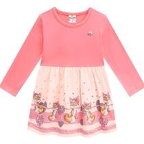 Vestido Infantil Brandili Raposinhas Manga Longa