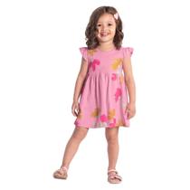 Vestido Infantil Brandili Verão Menina Meia Malha Confortável Estampado Criança Estilo Moda 55676