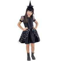 Vestido Infantil Bruxinha Preto - Meninas 1 a 10 anos