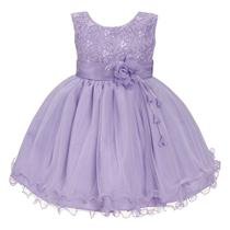 Vestido Infantil Busto Bordado Renda Batizado Lilás