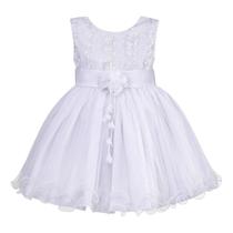 Vestido Infantil Busto Bordado Renda Batizado