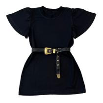 Vestido Infantil Camisão Básico Mini Diva Com Cinto Blogueirinha