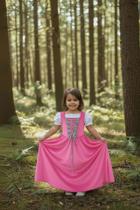 Vestido Infantil camponesa Medieval luxuoso rosa Vestido Infantil camponesa Medieval luxuoso rosa