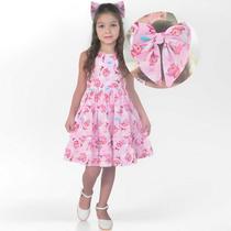 Vestido Infantil Capivara Charmosa Rosa + Laço Cabelo Vestido Infantil Capivara Charmosa Rosa + Laço Cabelo