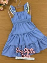 Vestido Infantil Catavento Verão Azul Jeans