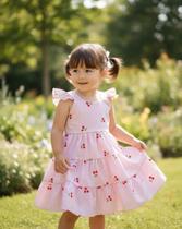 Vestido Infantil Cerejinhas Do Verão Luxo Premium camille