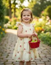 Vestido Infantil Cerejinhas Do Verão Luxo Premium Julia