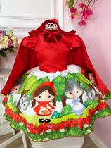 Vestido Infantil Chapeuzinho Vermelho Com capa luxo Temático