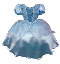 Vestido Infantil Cinderela Frozen Fantasia Azul