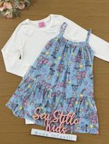 Vestido Infantil Cinti Inverno com Sobreposição Azul Vestido Infantil Cinti Inverno com Sobreposição Azul