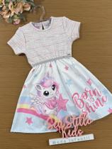 Vestido Infantil Cinti Tweed Azul Unicórnio