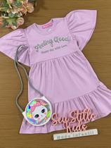 Vestido Infantil Cinti Verão Lilás com Bolsinha Gatinha