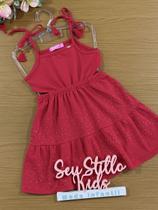 Vestido Infantil Cinti Verão Vermelho Brilho Natal Strass