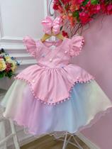 Vestido Infantil Circo Rosa Festa Luxo Meninas - Closet kids rc