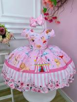 Vestido Infantil Circo Rosa Floral C/ Cinto Pérolas Festas luxo festa RO0891RS12