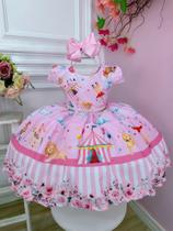 Vestido Infantil Circo Rosa Floral Cinto Pérolas Festas luxo festa RO0891RS12 Vestido Infantil Circo Rosa Floral Cinto Pérolas Festas luxo festa RO0891RS12