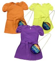Vestido infantil color com bolsinha pop it Vestido infantil color com bolsinha pop it