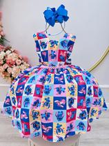 Vestido Infantil Colorido Lilo Stitch e Angel Festas luxo festa