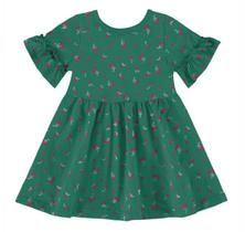 Vestido Infantil Com Babados Em Algodão Malwee Kids Verde 1