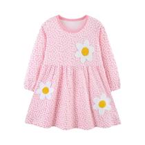 Vestido Infantil Com Estampa De Flores Bordadas, Outono, Primavera, Casual, Fantasia De Festa, Vestido Infantil Com Estampa De Flores Bordadas, Outono, Primavera, Casual, Fantasia De Festa,