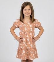 Vestido Infantil Com Franzido na Saia Select Marrom