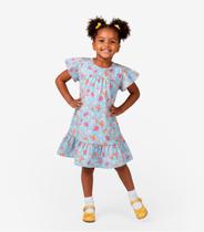 Vestido Infantil Com Manga Godê Select Azul Vestido Infantil Com Manga Godê Select Azul