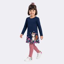 Vestido Infantil Com Manga Longa Esquilo Upalôo Vestido Infantil Com Manga Longa Esquilo Upalôo