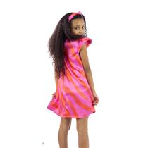 Vestido Infantil com Mangas Fru-Fru e Estampa Groovy