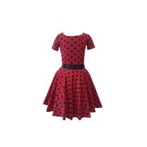 Vestido Infantil Com Mangas Meninas Anos 60 Godê Duplo Poá Vermelho Bolinha Vestido Infantil Com Mangas Meninas Anos 60 Godê Duplo Poá Vermelho Bolinha