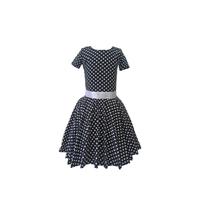 Vestido Infantil Com Mangas Meninas Anos 60 Godê Duplo Poazinho Preto Bolinha Vestido Infantil Com Mangas Meninas Anos 60 Godê Duplo Poazinho Preto Bolinha