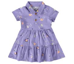 Vestido infantil com peitilho em algodão malwee kids g