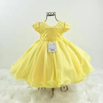 Vestido Infantil com Pérolas amarelo Nelu 2962.*