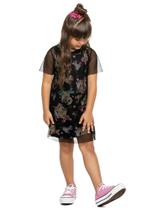 Vestido infantil com sobreposição em tule Vestido infantil com sobreposição em tule