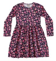 Vestido infantil coração manga longa tamanho 6