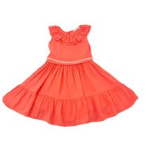 Vestido Infantil Coral Com Detalhes Em Pérolas