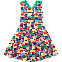Vestido Infantil Costas Cruzadas Pedras Coloridas