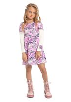 Vestido Infantil Cotton Manga Longa Quimby Vestido Infantil Cotton Manga Longa Quimby