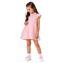Vestido Infantil Cotton Tule Gola Polo Trick Nick Rosa 1 a10