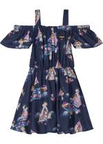 Vestido Infantil Curto Azul Piquinique - Carinhoso