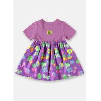 Vestido Infantil Curto Rosa/Roxo Estampado Up Baby