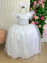 Vestido infantil Damas Casamento Marie Longo Amanda Branco