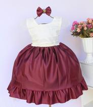 Vestido Infantil Daminha Luxo Diversas Cores E Tiara